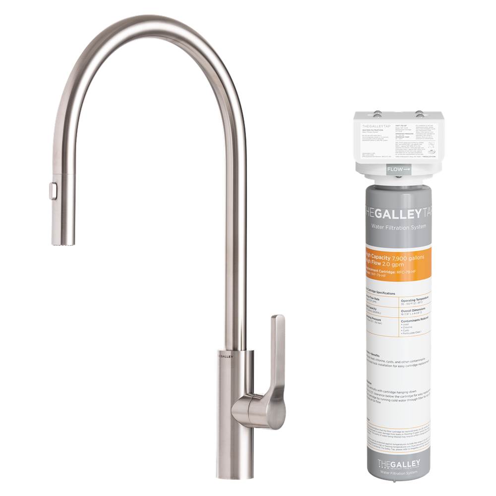 The Galley Ideal Tap High-Flow in Matte Stainless Steel and Water Filtration System