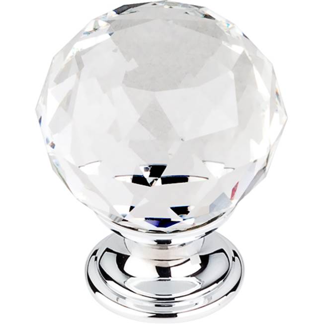 Top Knobs Clear Crystal Knob 1 3/8 Inch Polished Chrome Base