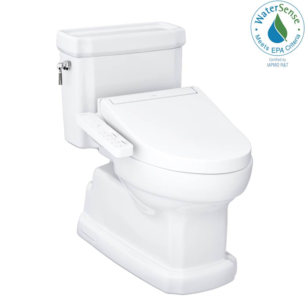 TOTO TOTO WASHLET plus Eco Guinevere Elongated 1.28 GPF Universal Height Toilet with C2 Bidet Seat, Cotton White - MW9743074CEFGNo.01
