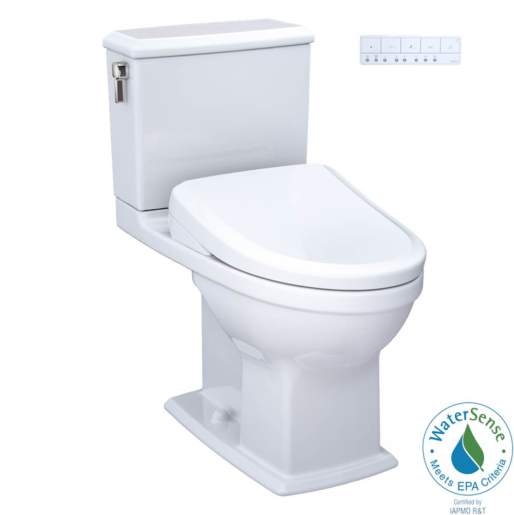 TOTO TOTO WASHLET plus Connelly Two-Piece Elongated Dual Flush 1.28 and 0.9 GPF Toilet and Classic WASHLET S7 Contemporary Bidet Seat with Auto Flush, Cotton White - MW4944724CEMFGANo.01