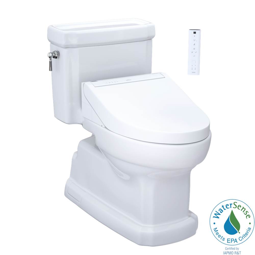 TOTO TOTO WASHLET plus Eco Guinevere Elongated 1.28 GPF Universal Height Toilet with C5 Bidet Seat, Cotton White - MW9743084CEFGNo.01