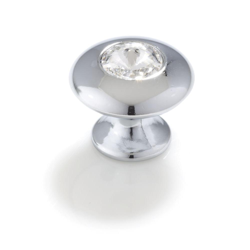 Topex Round Crystal, Bright Chrome, Knob, 25mm Overall