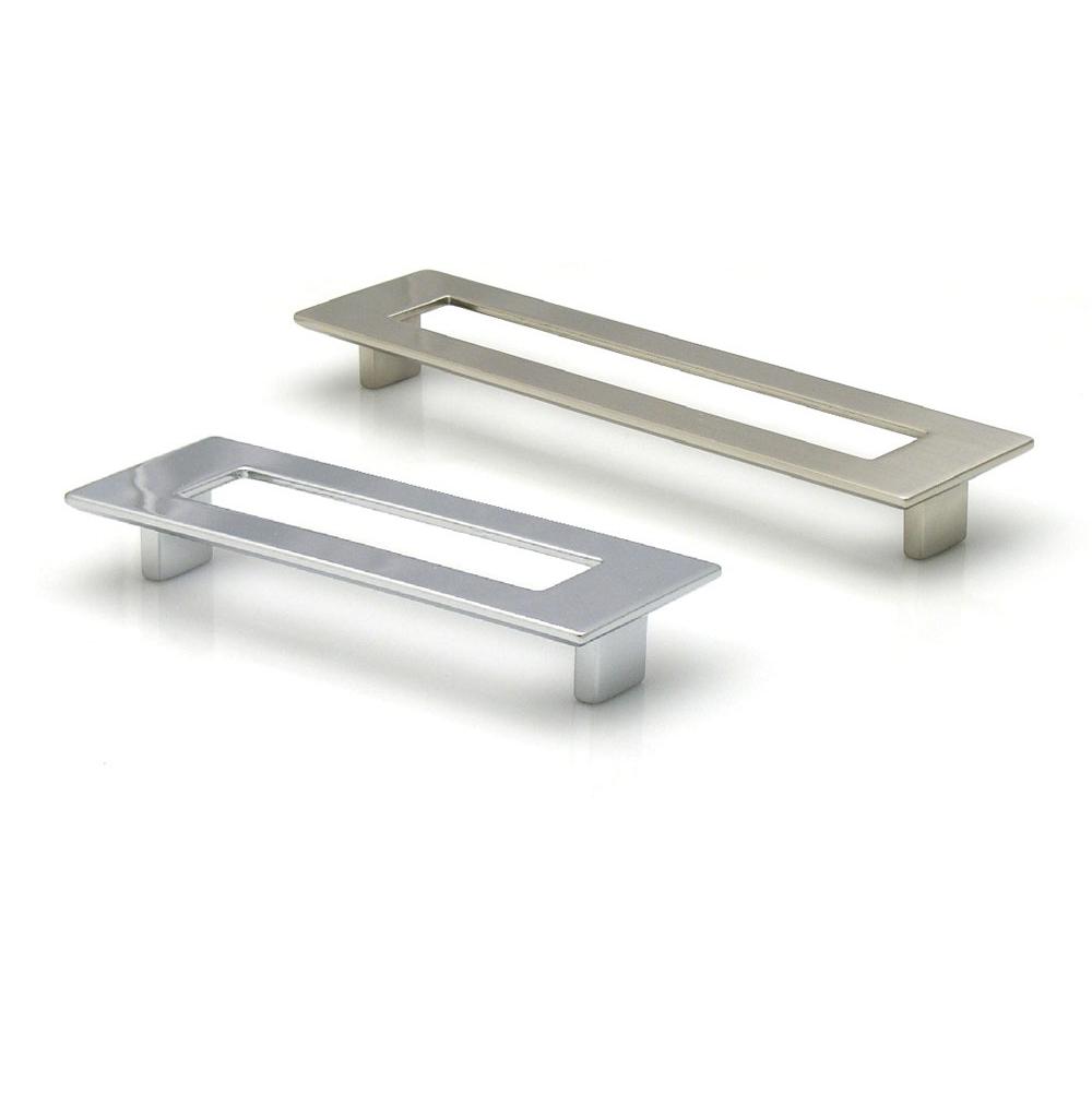 Topex Rectangular Pull With Hole 128mm Polished Satin Nickel