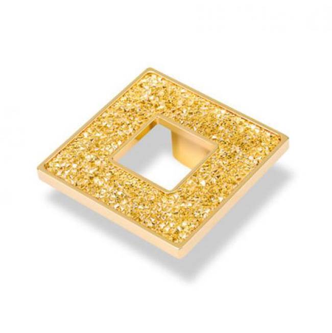 Topex Square Knob With Hole, Gold Swarovski Crystals