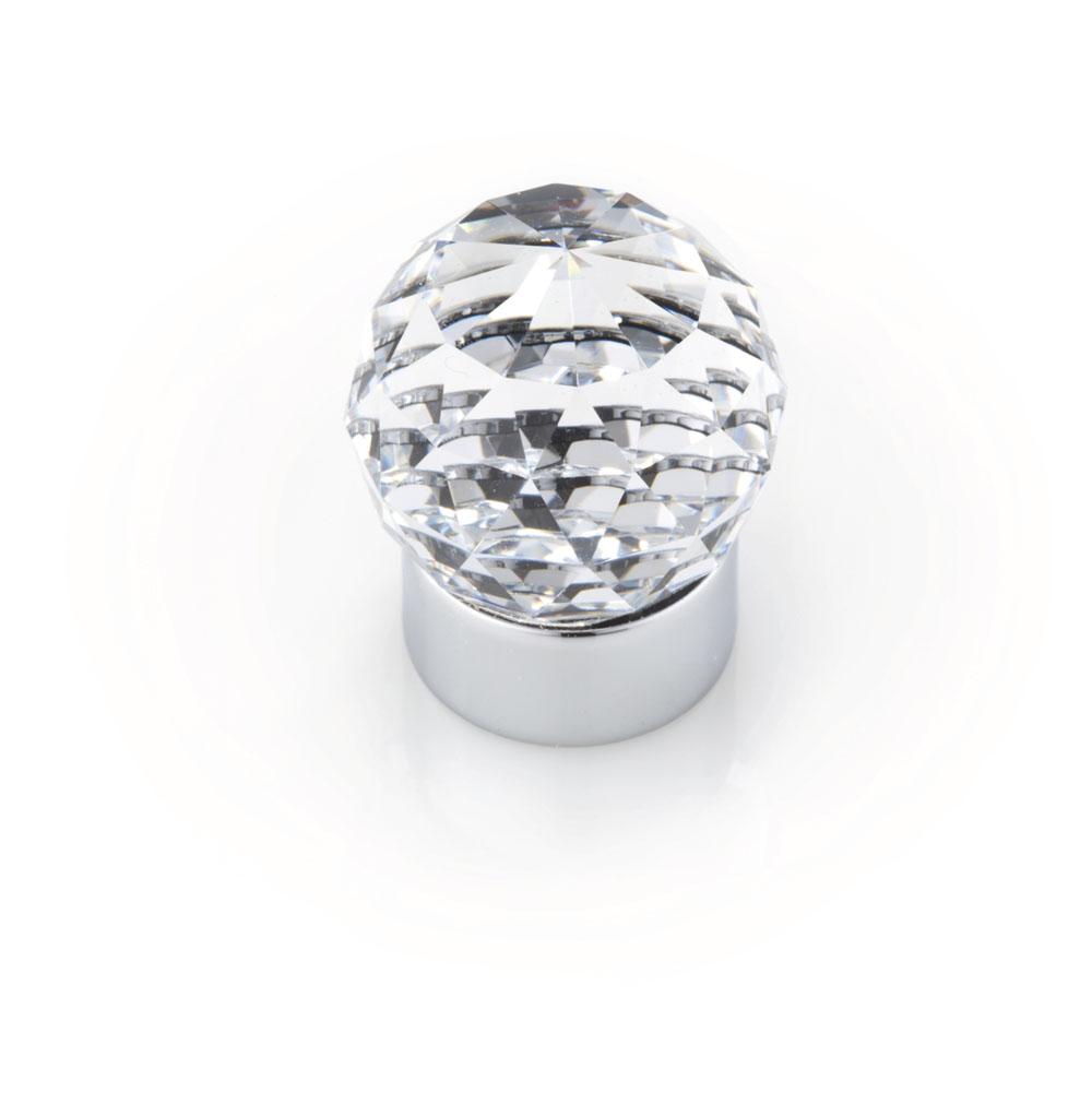 Topex Round Swarovski Crystal Knob, Bright Chrome, 25mm Overall