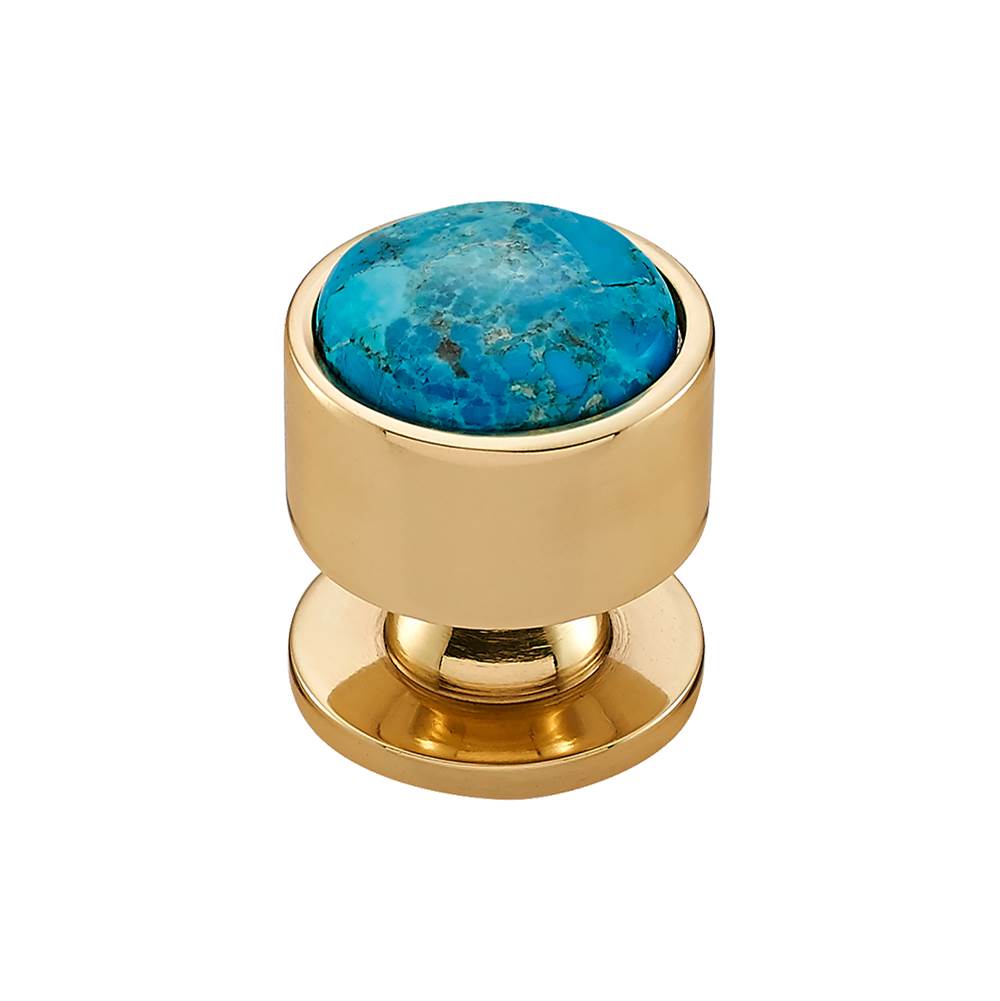 Vesta FireSky Mohave Turquoise Knob 1 1/8 Inch Polished Brass Base