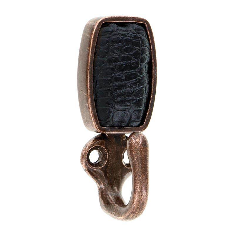 Vicenza Designs Equestre, Hook, Leather Insert, Black, Antique Copper