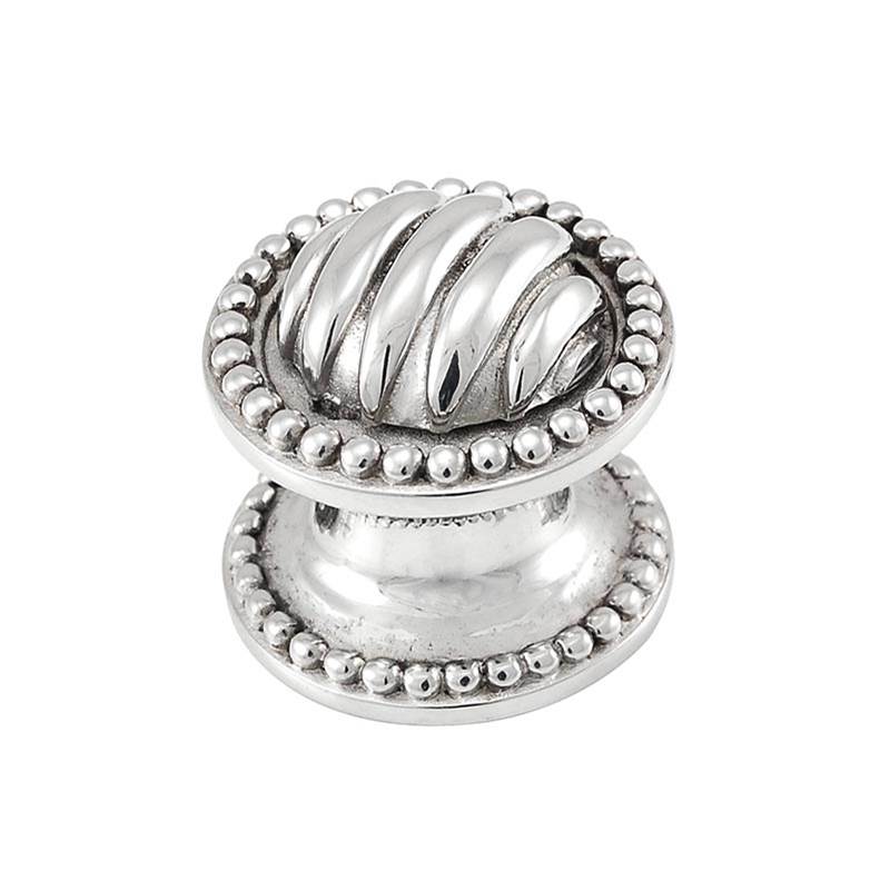Vicenza Designs Sanzio, Knob, Small, Lines and Beads, Polished Silver