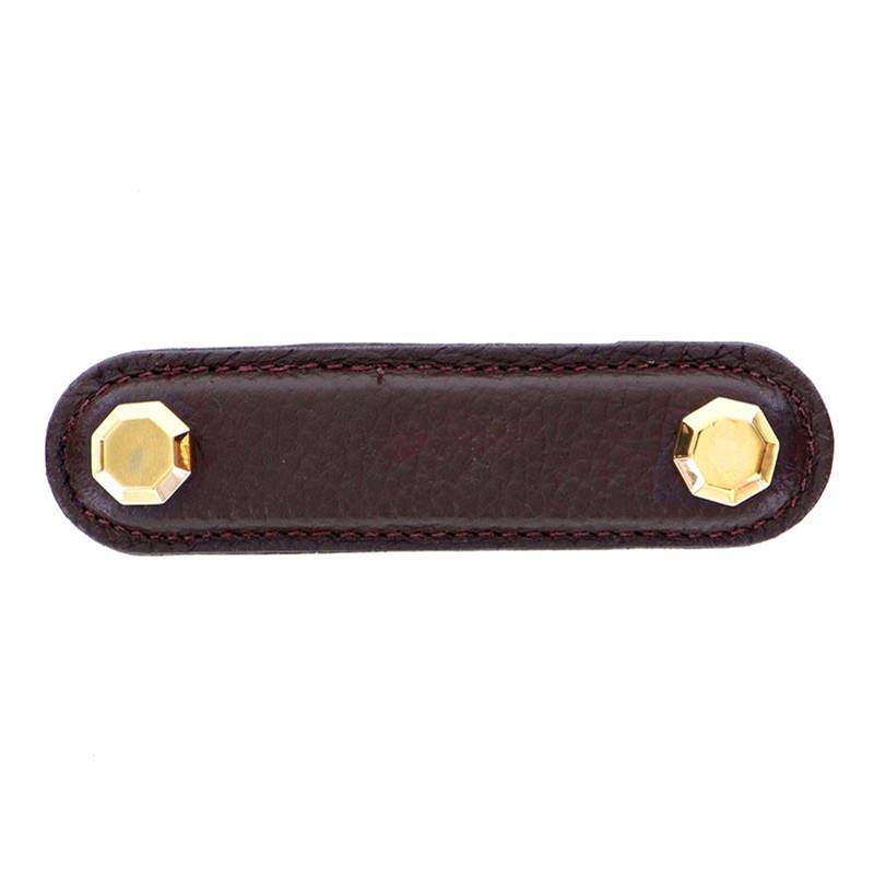 Vicenza Designs Archimedes, Pull, Leather, 3 Inch, Brown, Polished Gold