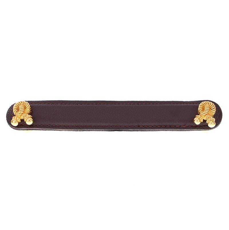 Vicenza Designs Equestre, Pull, Leather, Rope, 6 Inch, Brown, Polished Gold