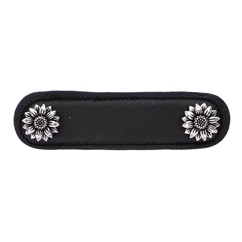 Vicenza Designs Carlotta, Pull, Leather, Daisy, 3 Inch, Black, Vintage Pewter