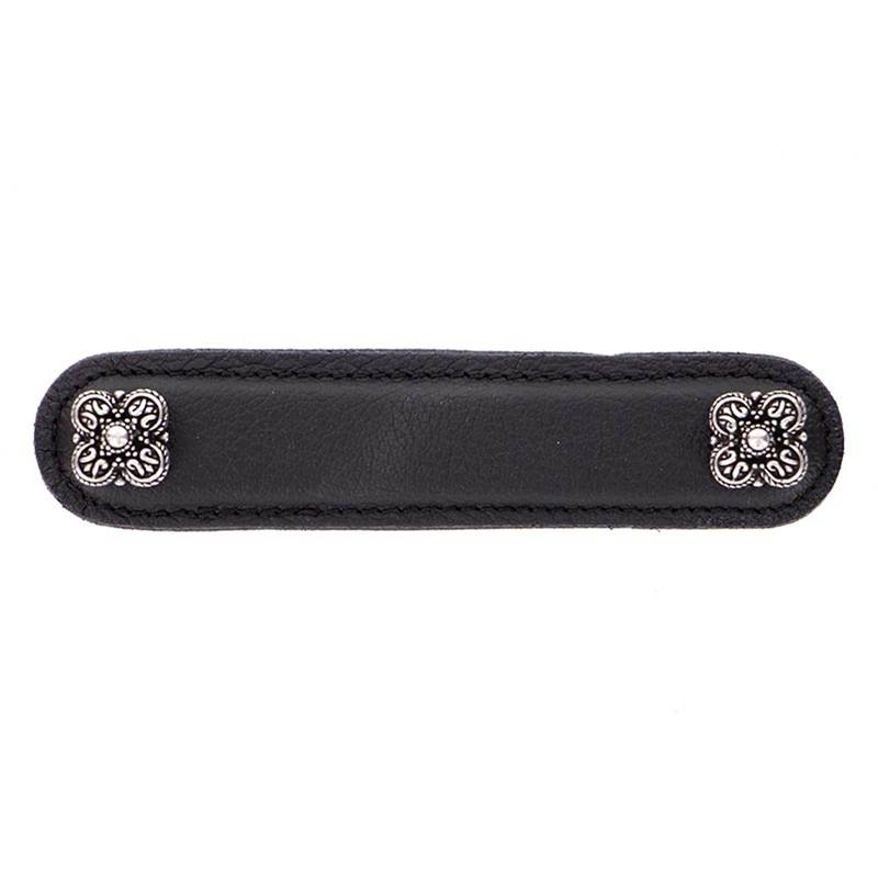 Polished Gold Vicenza Designs K1186 Napoli Leather Pull 5-Inch Black 