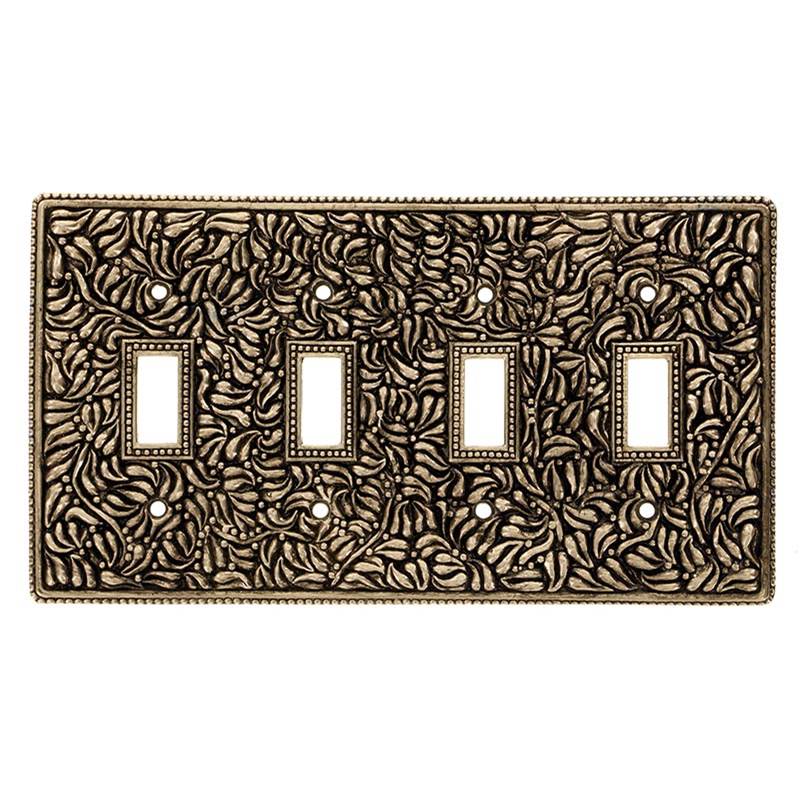 Vicenza Designs WP7008 San Michele Wall Plate with Quadruple Toggle Opening Polished Silver