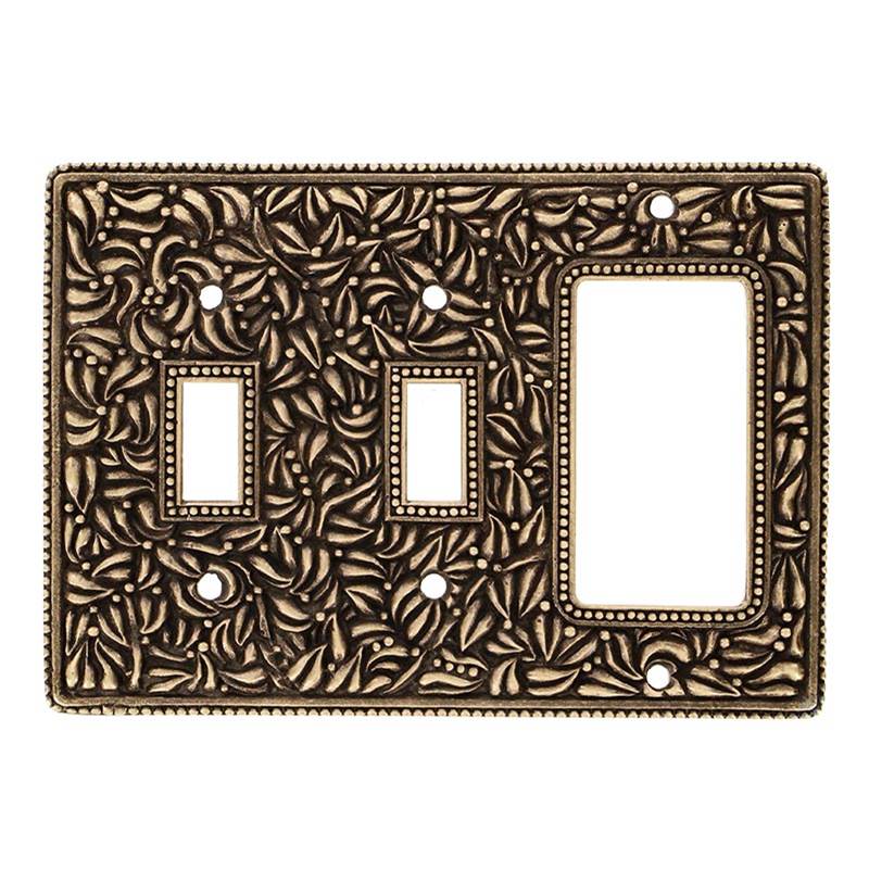 Vicenza Designs San Michele, Wall Plate, Double Toggle/Dimmer, Antique Brass