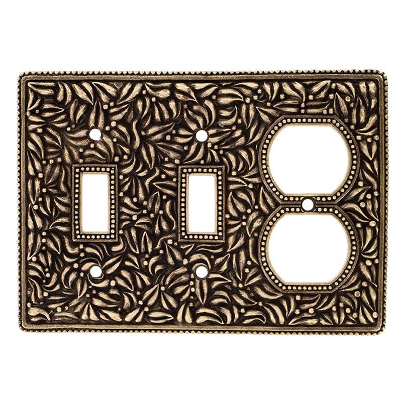 Vicenza Designs San Michele, Wall Plate, Double Toggle/Outlet Antique Brass