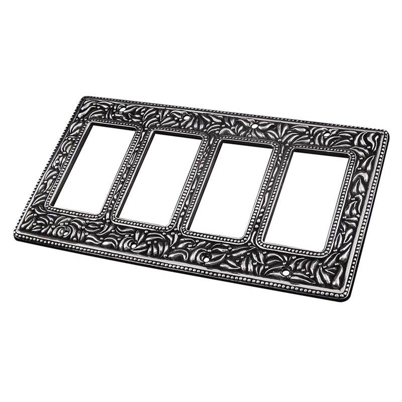Vicenza Designs San Michele, Wall Plate, Quad Dimmer, Antique Silver