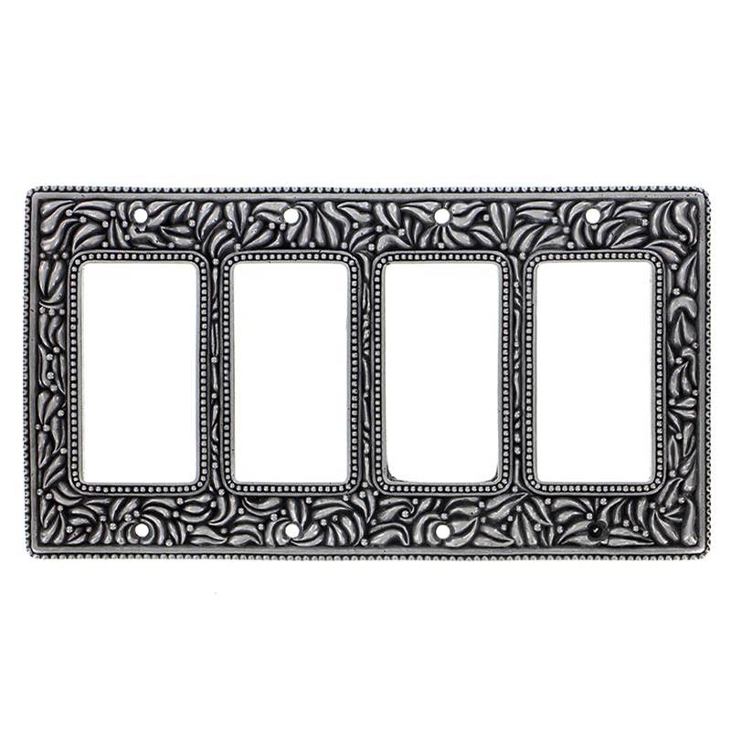 Vicenza Designs San Michele, Wall Plate, Quad Dimmer, Vintage Pewter