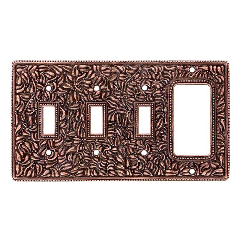 Vicenza Designs San Michele, Wall Plate, Triple Toggle/Dimmer, Antique Copper