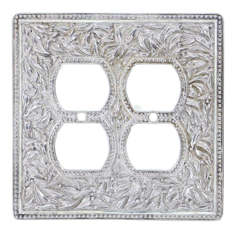 Vicenza Designs San Michele, Wall Plate, Jumbo, Double Outlet, Polished Silver