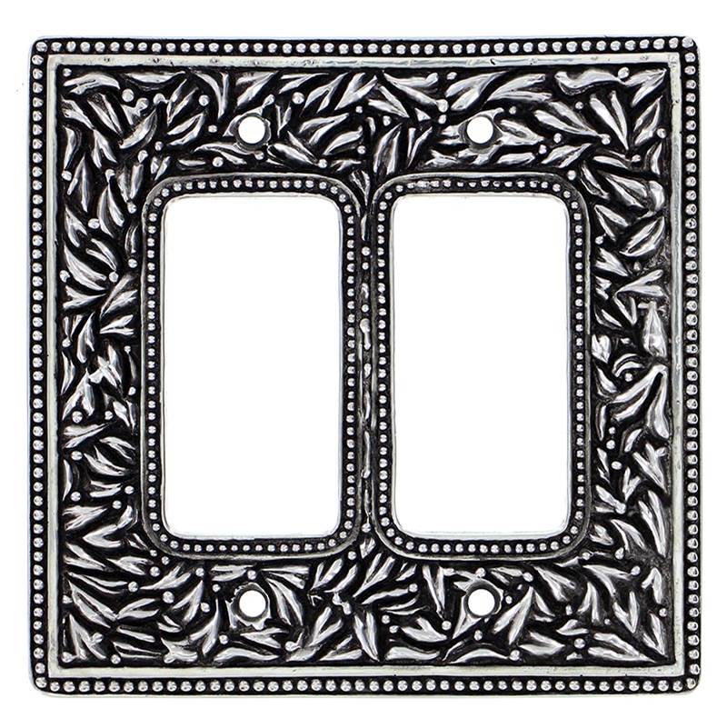 Vicenza Designs San Michele, Wall Plate, Jumbo, Double Dimmer, Antique Silver