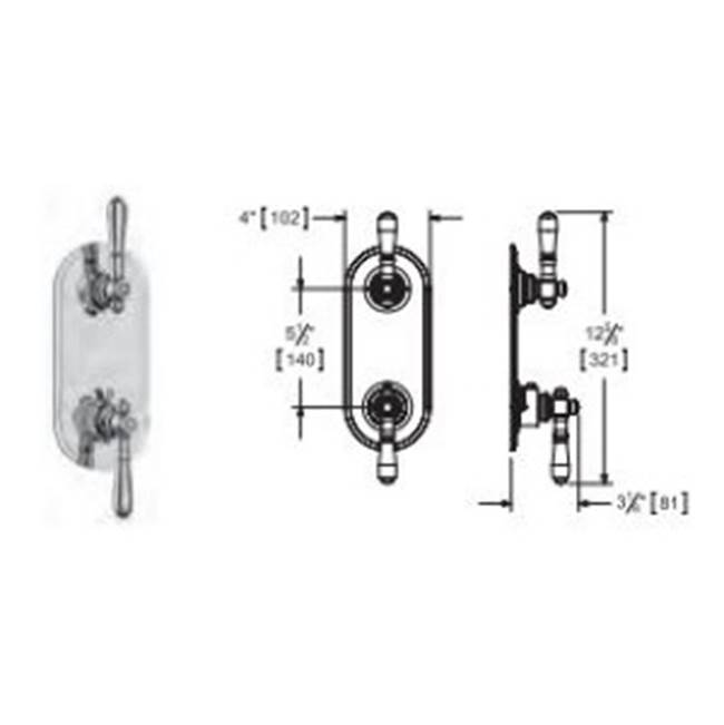 Vissoni 1/2'' Thermostatic Trim w/2-way Diverter (non-shared) Uses TH9210 valve