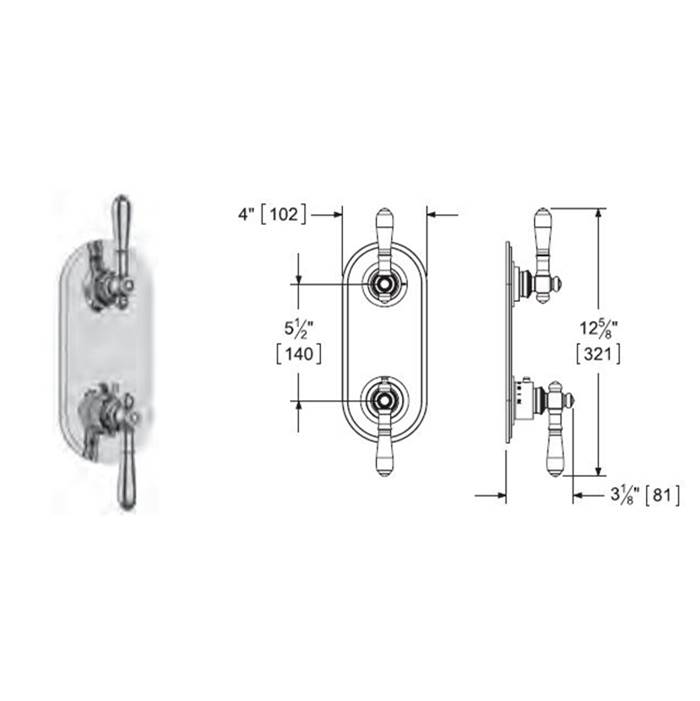 Vissoni 1/2'' Thermostatic Trim w/3-way Diverter (non-shared) - Uses TH-9310 valve