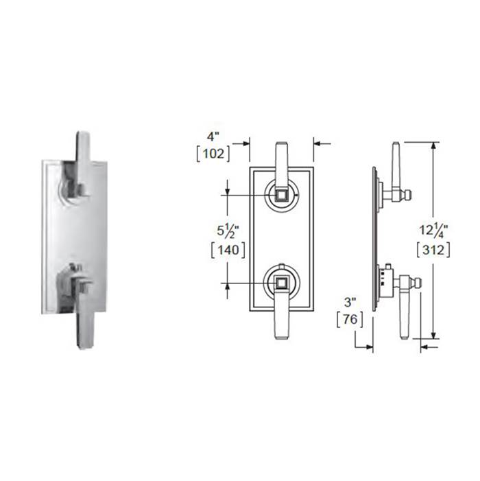 Vissoni 1/2'' Thermostatic Trim w/3-Way Diverter (non-shared) - Uses TH-9310 valve