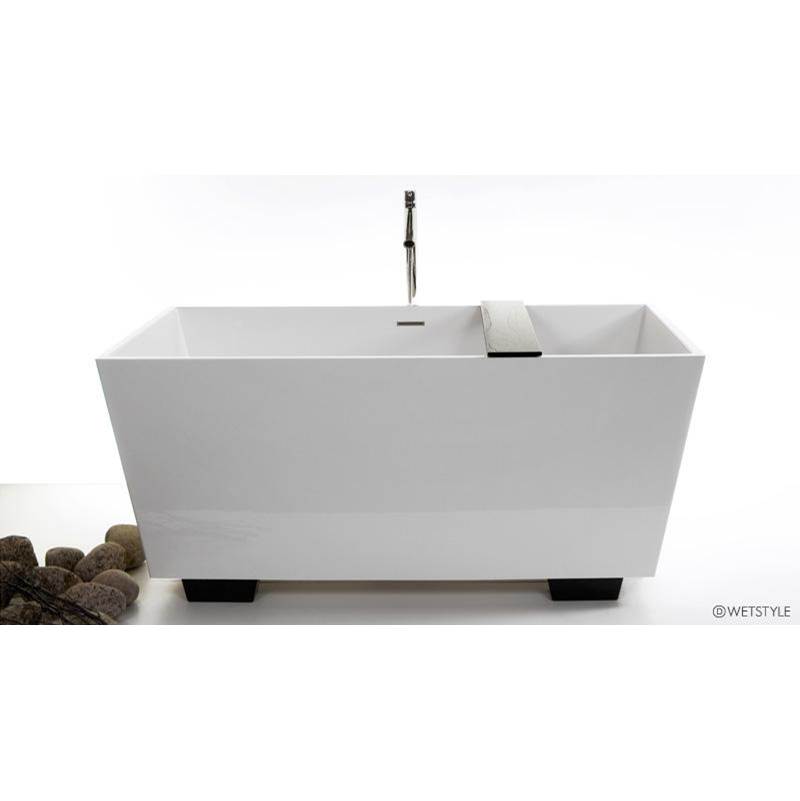 WETSTYLE Cube Bath 60 X 30 X 24.25 - Fs  - Built In Nt O/F & Mb Drain - Copper Conn - Wetmar Bio Feet White - White True High Gloss