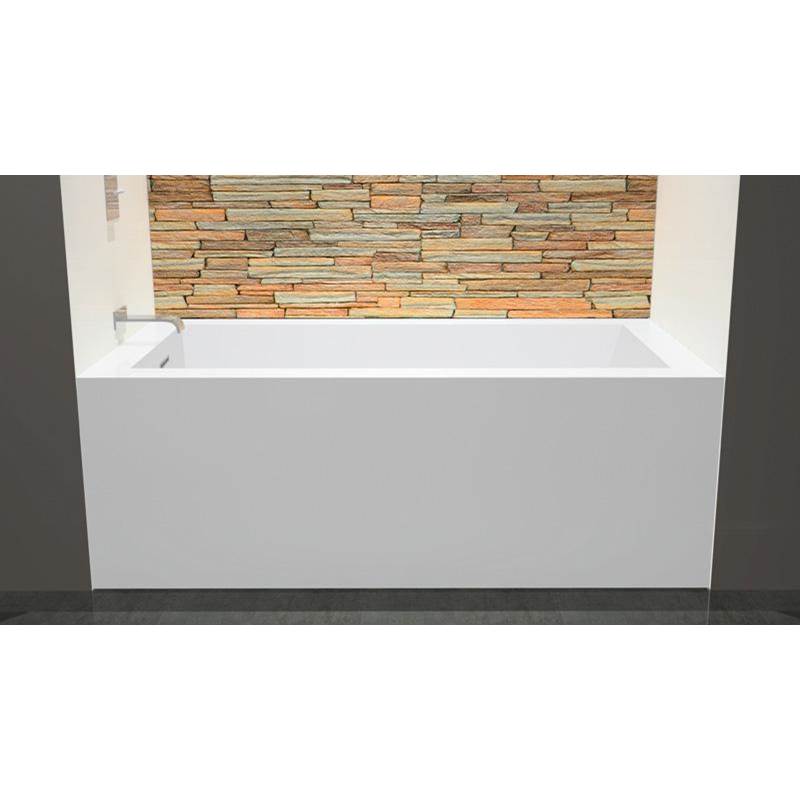 WETSTYLE Cube Bath 60 X 32 X 21 - 2 Walls - L Hand Drain - Built In Nt O/F & Bn Drain - Copper Con - White Matt