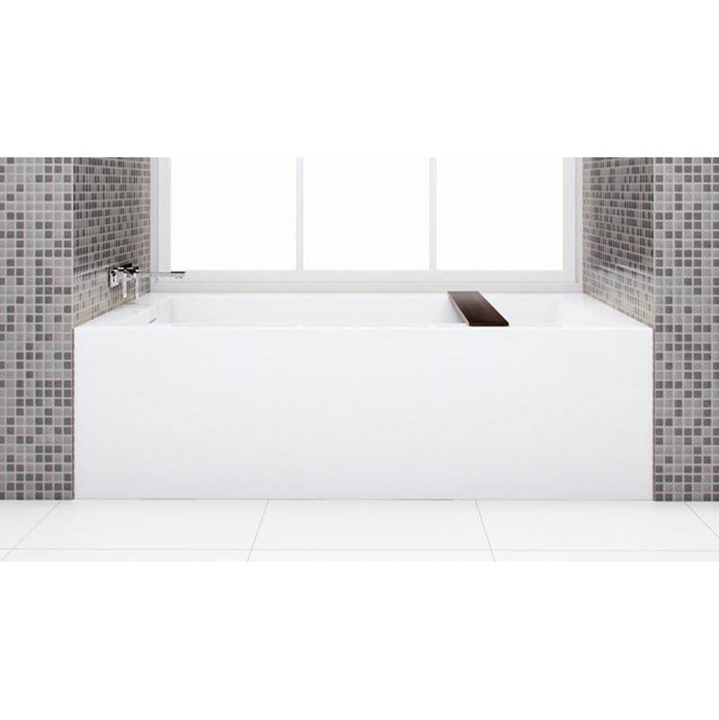 WETSTYLE Cube Bath 66 X 32 X 19.75 - 2 Walls - R Hand Drain - Built In Nt O/F & Sb Drain - Copper Con - White Matt