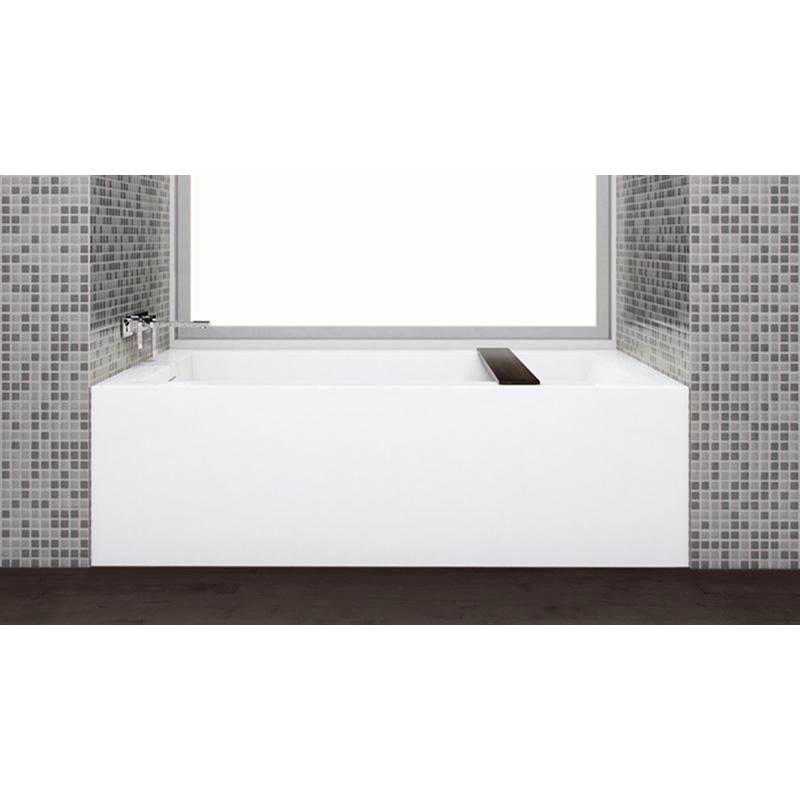WETSTYLE Cube Bath 60 X 30 X 18 - 3 Walls - R Hand Drain - Built In Mb O/F & Drain - White True High Gloss