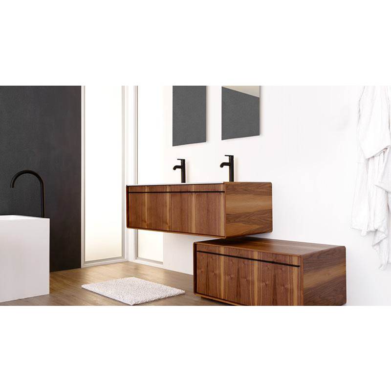 WETSTYLE Deco Vanity Freestanding 60'' - Wl Config Oak Coffee Bean And White Matte Lacquer - Matte Black Metal