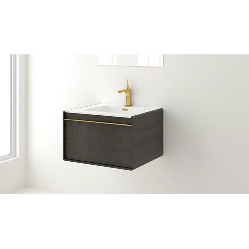 WETSTYLE Deco Vanity Wallmount 24'' - Wl Config Oak Coffee Bean And White Matte Lacquer - Satin Brass Metal