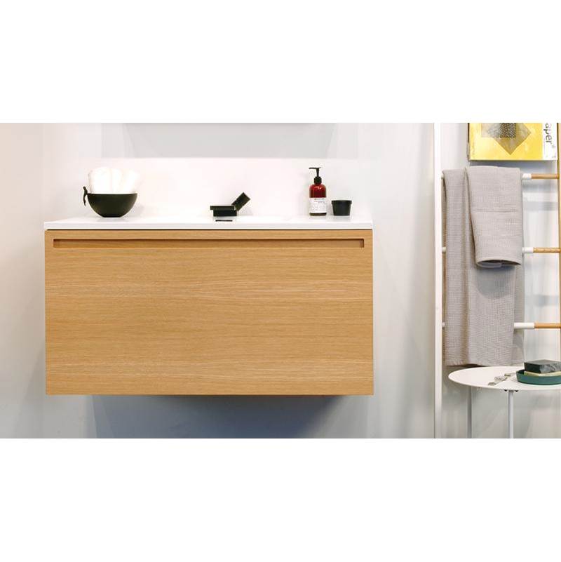WETSTYLE Furniture Element Rafine - Vanity Wall-Mount 60 X 22 - 4 Drawers, Horse Shoe Drawers - Walnut Natural