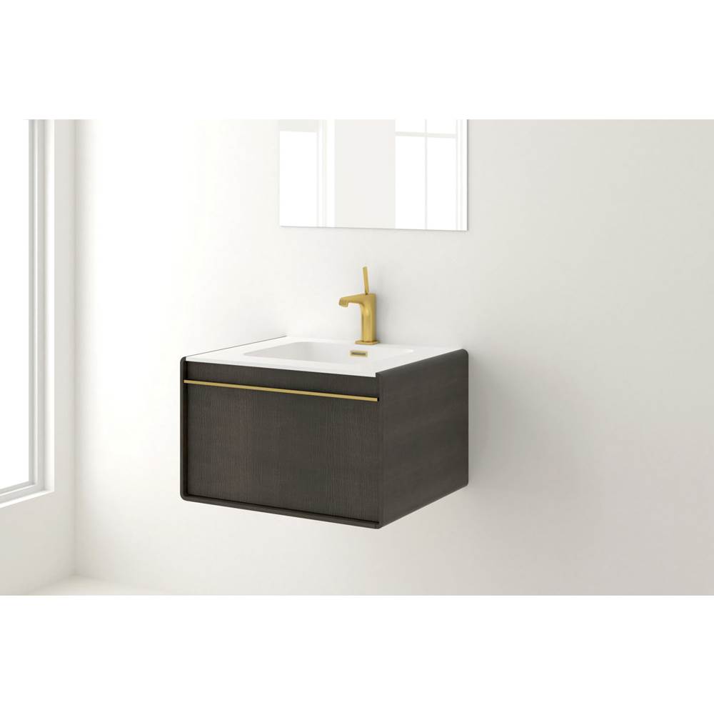 WETSTYLE Deco Vanity Wallmount 36'' - Wl Config Oak St.Har.Grey And Matte Lacquer Pacific Blue - Brushed Steel