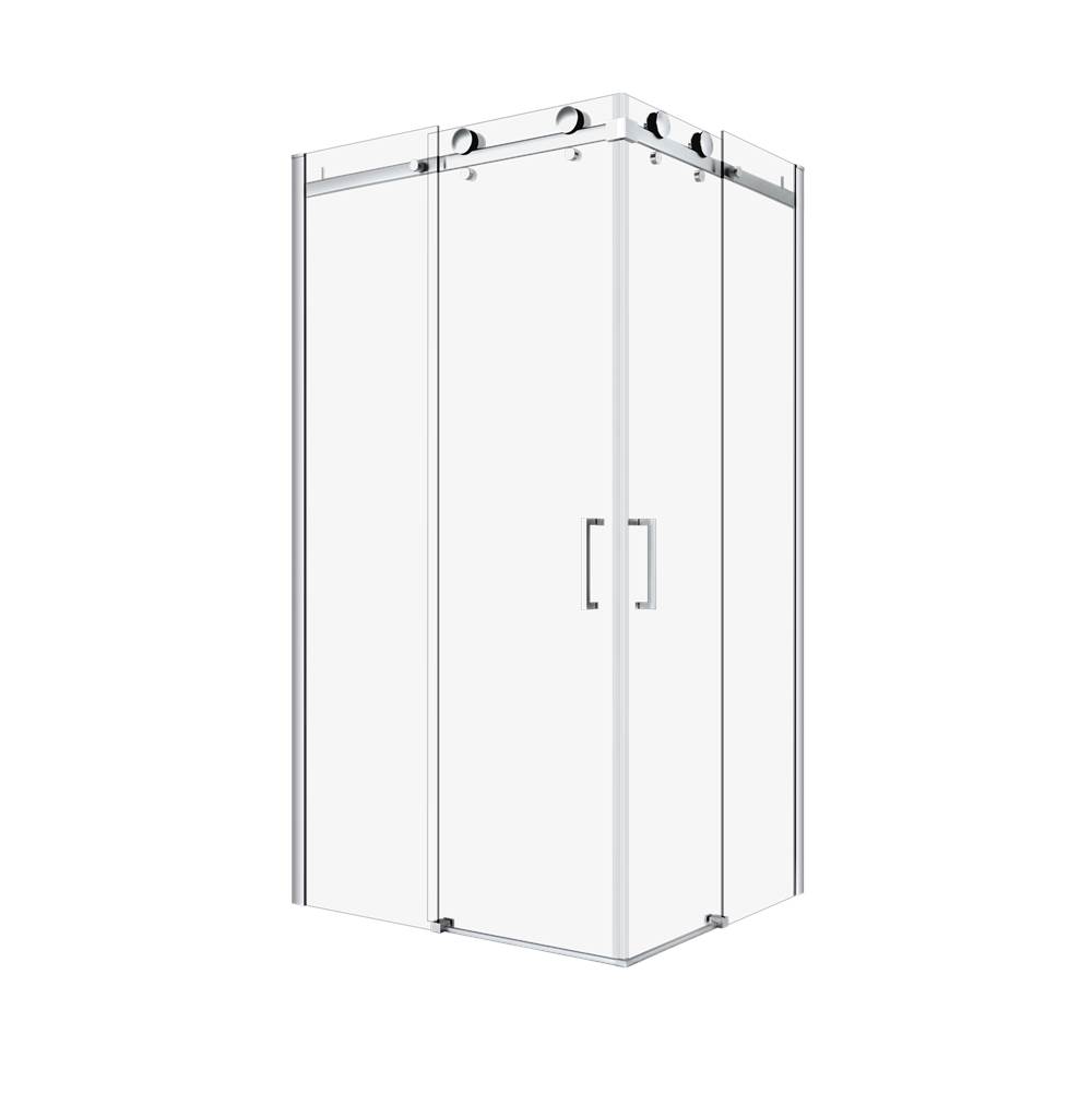 Zitta Bellini 42'' X 36'' Chrome Clear Rectangular Corner Shower Door