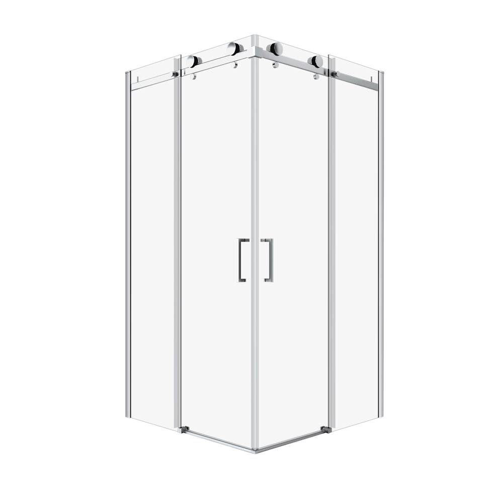Zitta Bellini 42'' X 42'' Chrome Clear Square Corner Shower Door