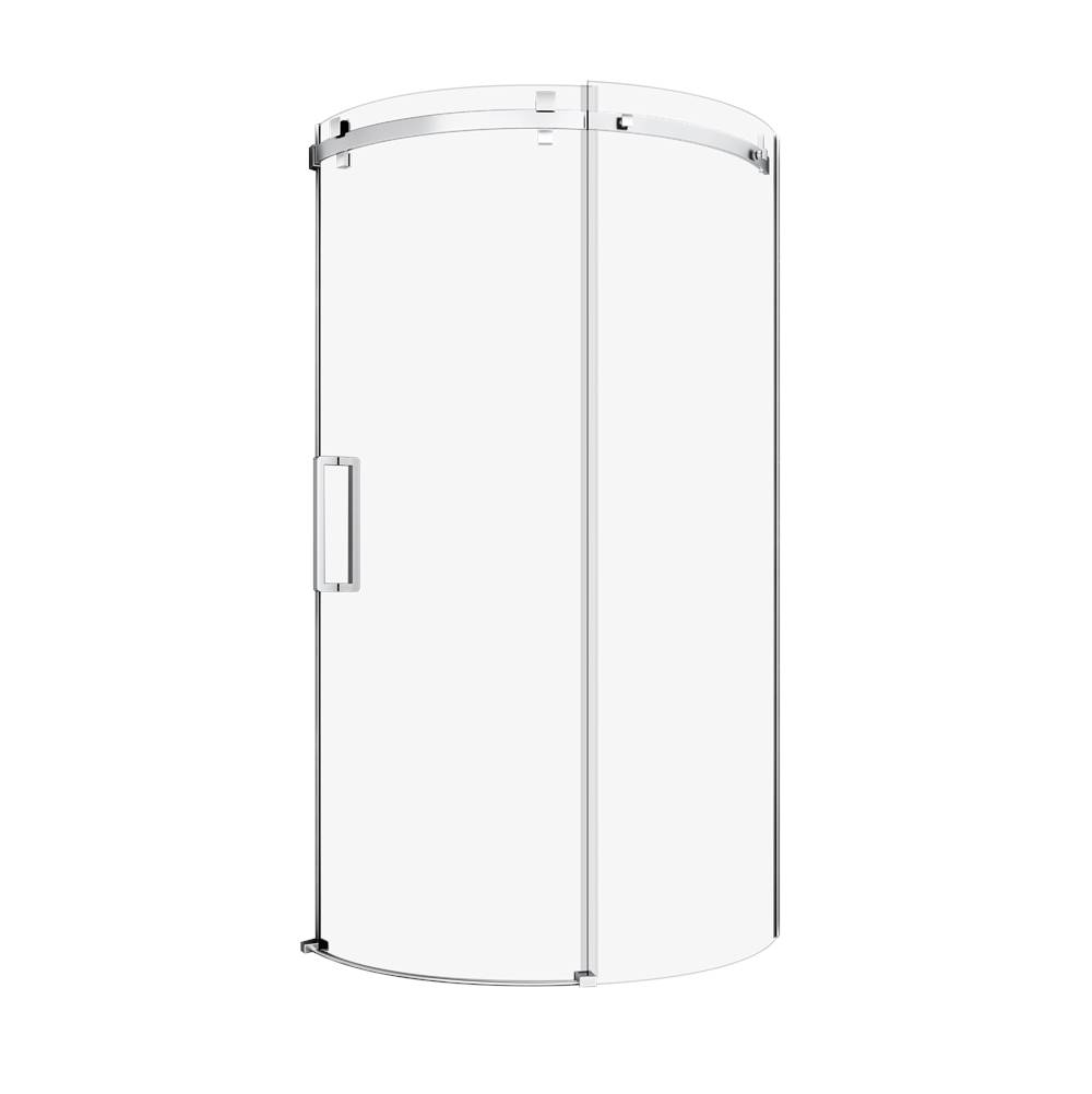 Zitta Piazza 36X36 Chrome Clear Round Corner Shower Door Left Side