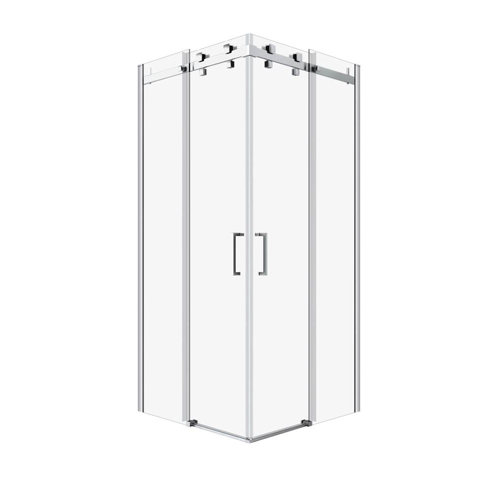 Zitta Piazza 36''X 36'' Chrome Clear Square Corner Shower Door